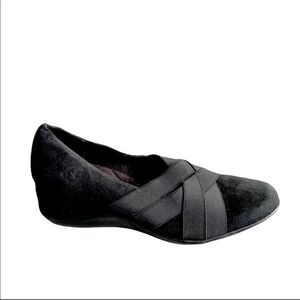 BROWNS Suede Slip On Wedge Shoes Black 7.5